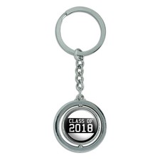 Class of 2018 Graduation Spinning Round Metal Key Chain Keychain Ring