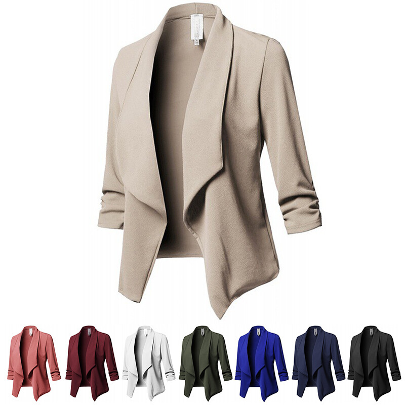 Lightweight Draped Open Front Blazer for Women Plus Size
