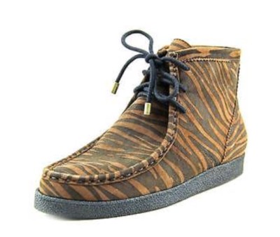 New! ISAAC MIZRAHI NY Suede Leather Leopard Brown Desert Chukka Boots Shoes 6.5