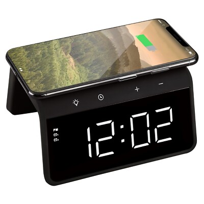 AVO+ Wecker + QI Wireless Charger Ladefunktion Nachtlicht Uhr Zwei Weckzeiten