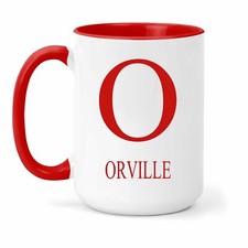Orville Nom & Initiales Tasse - Cadeau En Nombreux Couleurs Pour Thé Ou Café
