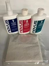 NOVUS 1 2 3 PLASTIC POLISH KIT 8 OZ BOTTLE WINDSHIELDS HEADLIGHTS CDS DVDS DISCS
