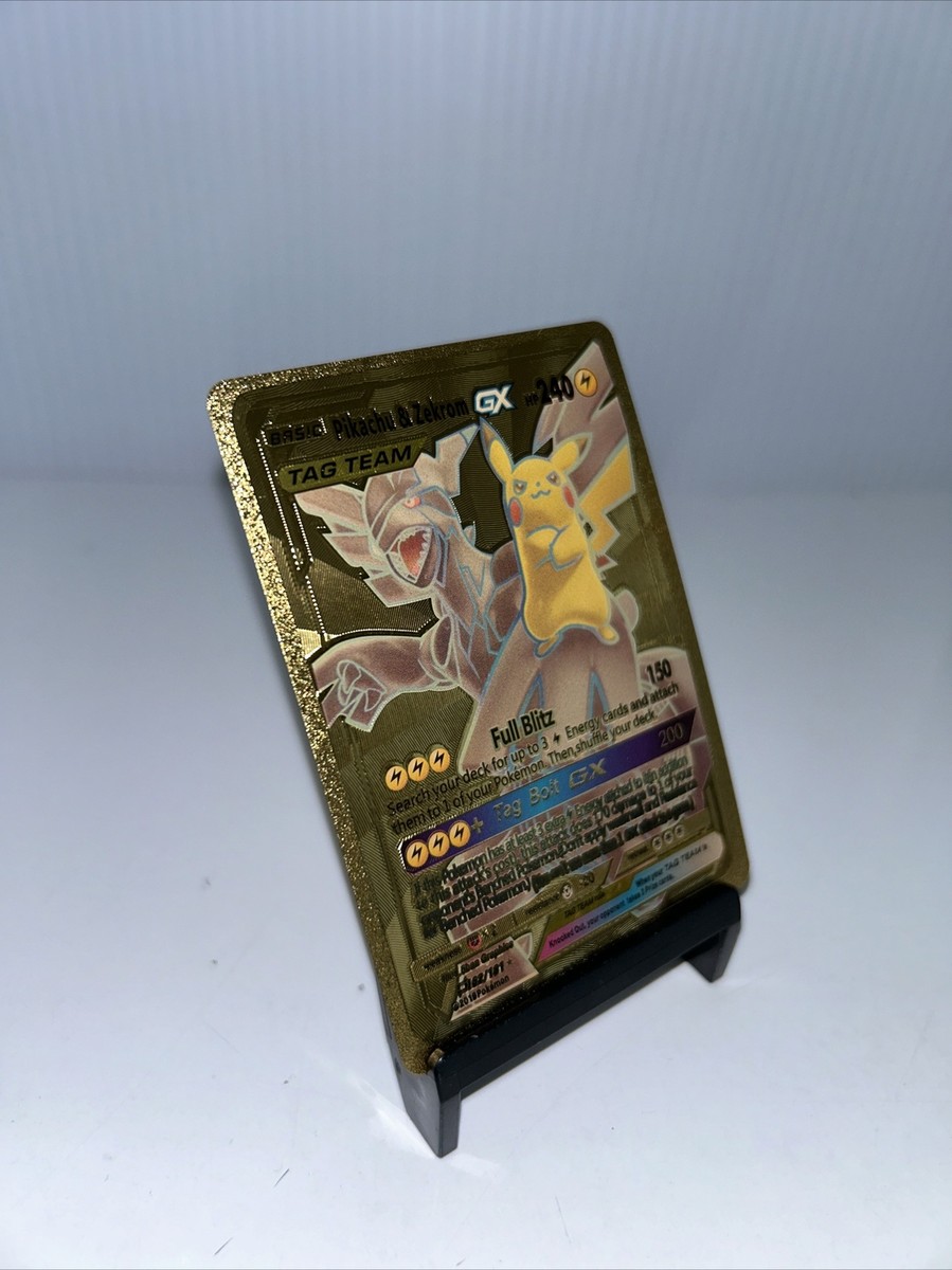 Pikachu & Zekrom GX Tag Team Metal Gold Foil Pokemon Card