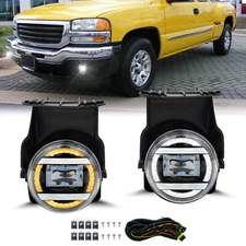 LED Fog Lights Bumper Lamps+DRL For 2003-2006 GMC Sierra 1500 2500 HD 3500