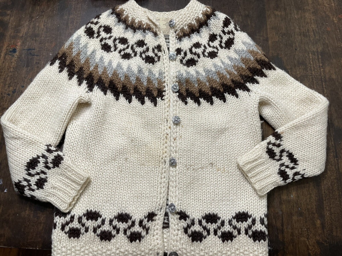 Hilda LTD Wool Cardigan Cream Women's SIze Medium Sweater | eBay