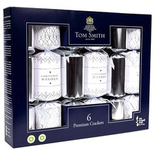 Tom Smith Premium Silver And White Christmas Crackers 6 Pack