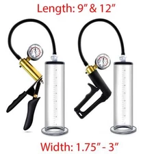 Penis Pump Vacuum Kit 9" & 12" ED Enlarger 1.75" - 3" Male Erectile Enhancement
