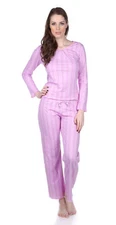 Hering Crewneck Long Sleeve 100% Cotton Pajama Set 7675