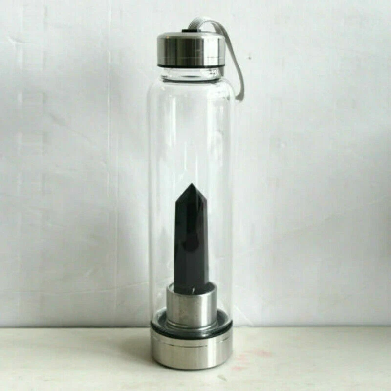 Kristall Säule Wasser Flasche Natürlich Heilung 550ml Elixir Quarz Glas Tasse - Bild 4 von 4