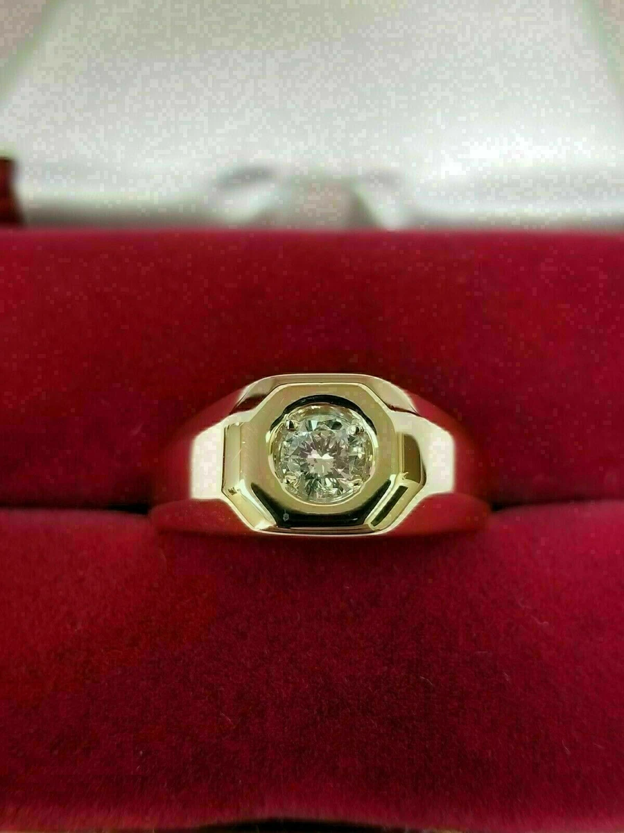 1.0CT Round Cut Men s Moissanite Solitaire Pinky Ring Vintage 14K