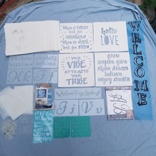 Craft Stencil HUGE LOT 99 Sheets Letters Phrases Text NEW/USED