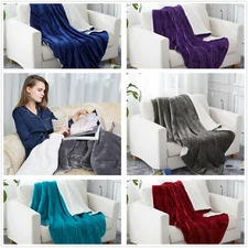Teal Blue Burgundy Grey Sherpa Blanket Warm Breathable Sofa Lounges Throws