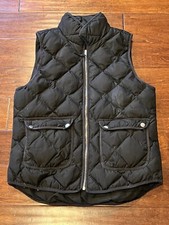 Woolrich Black Gold Button Full Zip Women's Medium Down Fill Quilted Puffer Vest