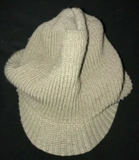 womens KNIT GRAY WINTER BEANIE HAT HARD VISOR FRONT one size fits most