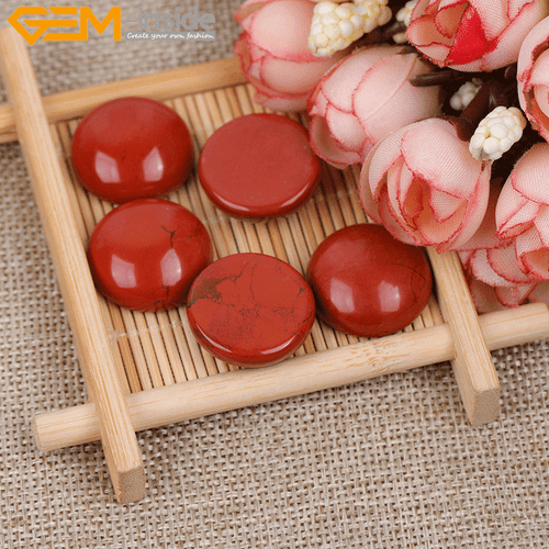 5Pcs Natural Red Jasper Coin CAB Cabochon Beads Jewelry Ring Pendant Making DIY - Picture 39 of 40