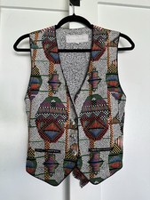 Vintage 80s Platinum Petites by Dorothy Schoelen Aztec Geometric Beaded Vest P