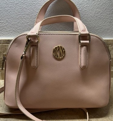 DKNY Blush Pink Satchel Crossbody Handbag Purse Gold Hardware Logo 11x7