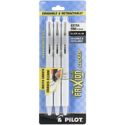 (1) Pilot FriXion Ball Clicker Erasable White Pen, Extra Fine, 0.5 mm, Black Gel