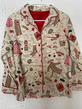 Nick & Nora Flannel Pajama Top How To Make Sew A Sock Monkey Womens Sz S Button