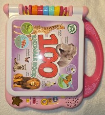 Leap Frog 100 Animals Book - Electronic Toy English/Spanish Pink TESTED Working