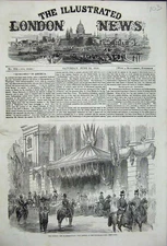 Original Old Antique Print Royal Visit Birmingham 1858 Townhall Arrival 19th