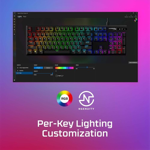 HyperX Alloy Origins PBT- Mechanical Gaming Keyboard PBT Keycaps RGB Aqua Switch - Picture 6 of 6