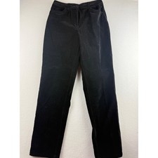 Talbots Womens Black Velvet Straight Leg Pants High Rise Stretch Size 10