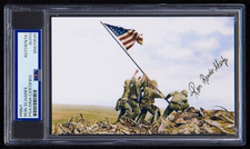 Ron Scharfe Signed Photo (PSA) World War 2 Veteran Iwo Jima Flag Raising Witness