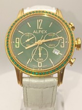 Rare Alfex Swiss Made Limited Edition 340/500 Emerald Swarovski Crystal 39mm