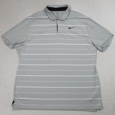 Nike Polo Shirt Mens XL Gray Tiger Woods Collection Dri-FIT Golf Stripe