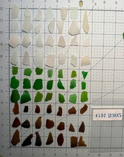 GR 2305 Mix Green,White Brown Genuine Surf-Tumbled Sea Glass -mosaics Crafts
