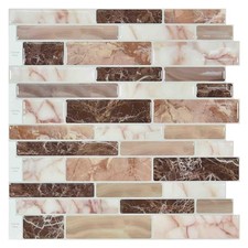 10-Sheet Peel and Stick Backsplash Tile for Kitchen, Back Splash Pink Brown