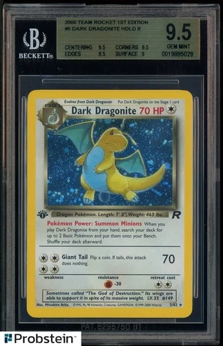 2000 Pokemon Team Rocket 1st Edition #5 Dark Dragonite Holo R BGS 9.5 GEM MINT