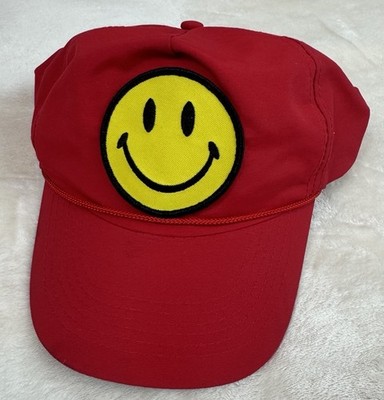 AVIATOR NATION Smiley Vintage Trucker Hat Snap Back Red One Size Retro