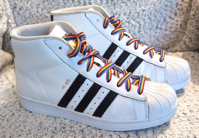 ADIDAS Pro Model Shoes Men's 6 Women's 7.5 White & Black High Top Sneakers