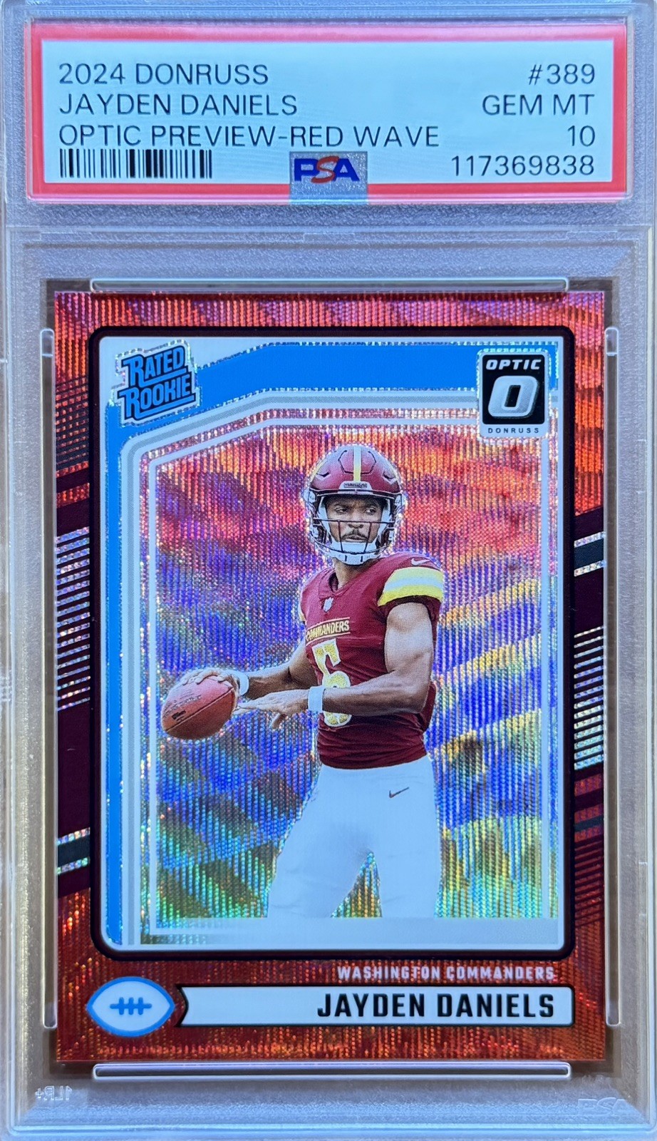 Jayden Daniels Panini Donruss #389 Optic Preview-Red Wave