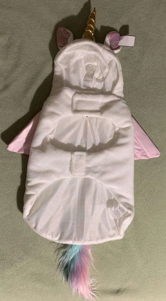 Disfraz Unicornio Mascota Perro Gato Talla M Cuerno Dorado Alas Rosa Arco Iris Piel Cola Melena Nuevo sin Etiquetas Foto 4 de 4