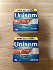 2 NIB Unisom SleepTabs, 160 Tablets , Nighttime Sleep-Aid, Exp: 06/30/2026