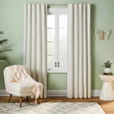 84" Blackout Chambray Cotton Kids' Panel Cream - Pillowfort: Noise Reduction, UV