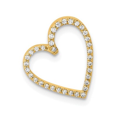 14K Gelbgold 1/10ctw Diamant Vintage Herz Kette Plättchen Anhänger