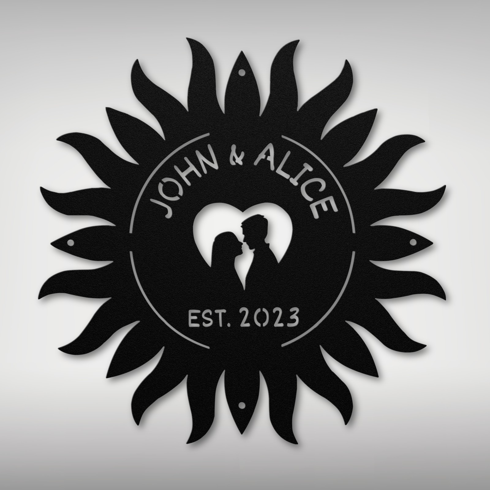 Personalized Sun Couple Names Metal Sign Custom Home Decor Gift for Couples