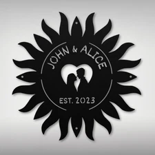 Personalized Sun Couple Names Metal Sign Custom Home Decor Gift for Couples
