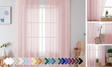 Sheer Curtains 84 Inches Long, Light Filtering 42"W x 84"L Pack of 2 Blush