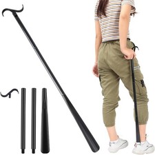 35" Long Dressing Stick with Shoe Horn with Sock Removal Tool, Adjustable Extend