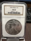 1993 $1 AMERICAN SILVER EAGLE NGC MS69 CLASSIC BROWN LABEL VINTAGE HOLDER