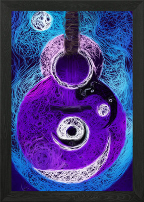 Yin Yang Mond Gitarre gerahmtes Wandbild Poster Leinwanddruck Bild