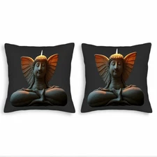 Serene Deity Design Throw Pillow Covers - Set of 2 18x18in Decorative