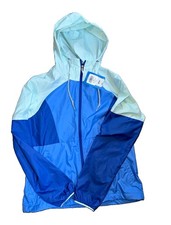 Columbia Women's Hooded Lightweight Colorblock Windbreaker Jacket Blue M