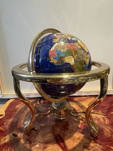 Gemstone World Globe Brass Stand Semi Precious Stone Globe