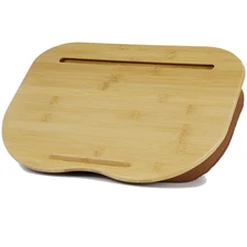 Bamboo Lap Desk for Laptop with Cushion Portable Stand Phone Hoder & Anti-Slip